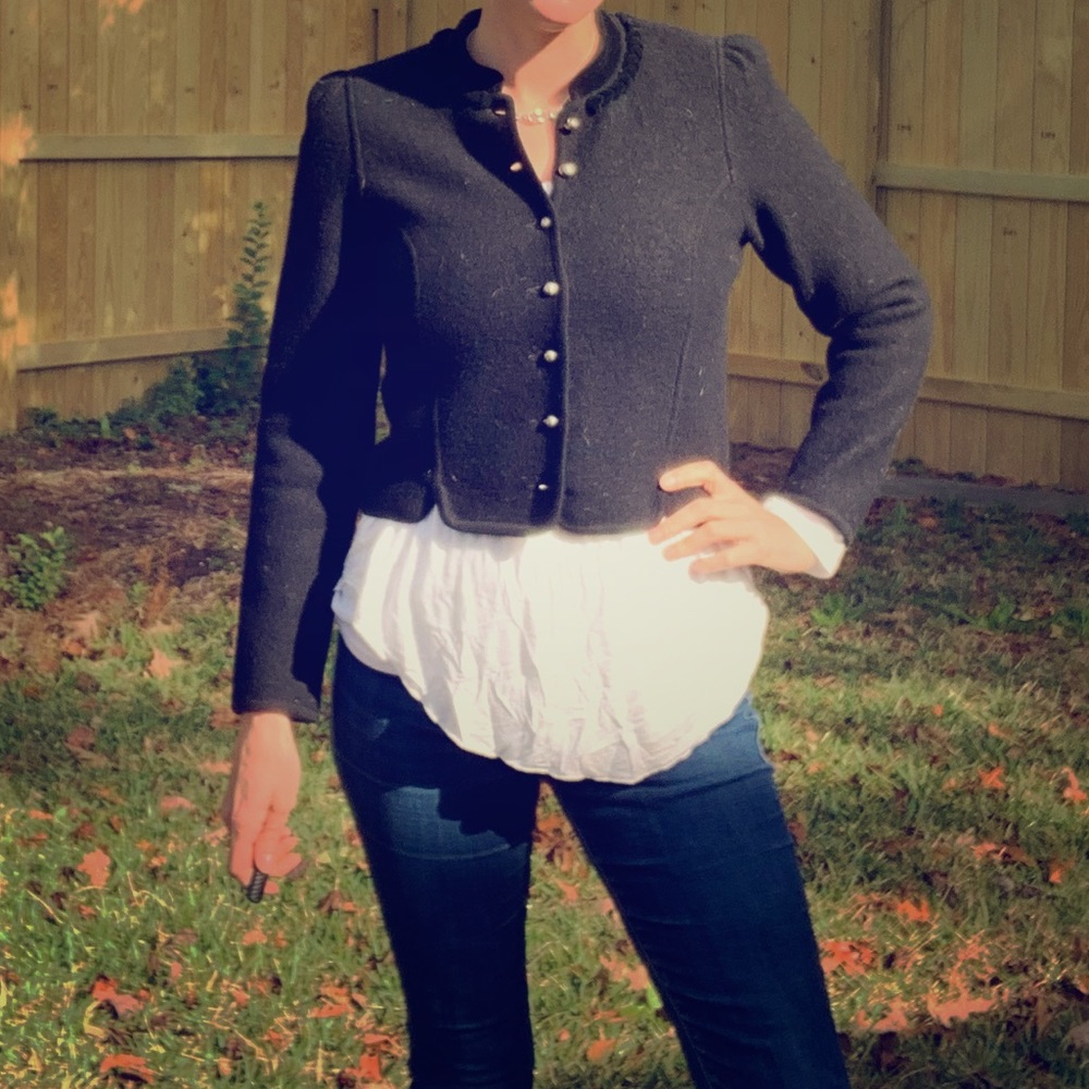 Vintage Black Boiled Wool Jacket by Geiger